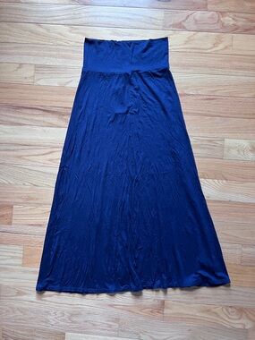 Women's Navy Maxi Skirt with Foldover Waistband